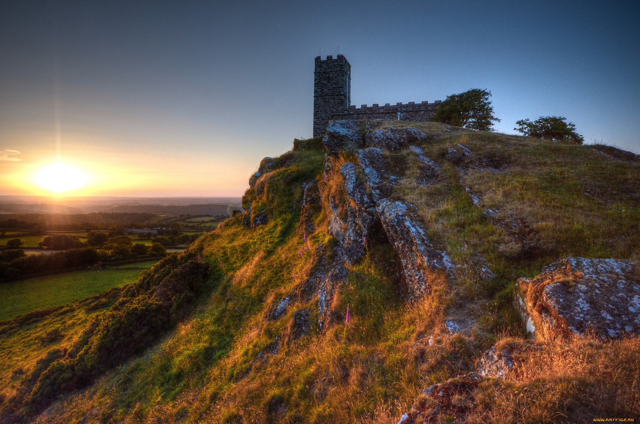 brentor church at sunset, , -  ,  ,  , , 